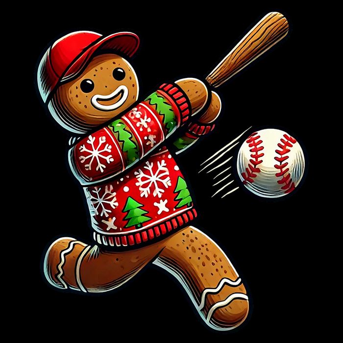 Baseball Christmas Gingerbread Man Baseball Ugly Christmas Baby Bodysuit