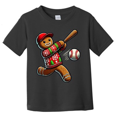 Baseball Christmas Gingerbread Man Baseball Ugly Christmas Toddler T-Shirt