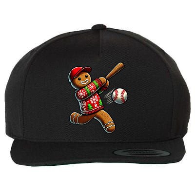 Baseball Christmas Gingerbread Man Baseball Ugly Christmas Wool Snapback Cap