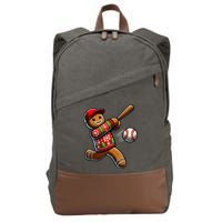 Baseball Christmas Gingerbread Man Baseball Ugly Christmas Cotton Canvas Backpack
