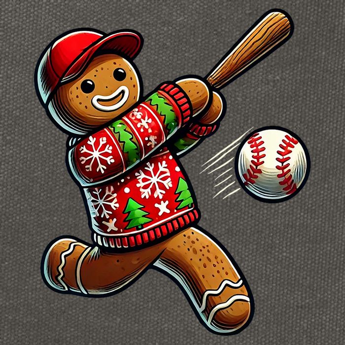 Baseball Christmas Gingerbread Man Baseball Ugly Christmas Cotton Canvas Backpack