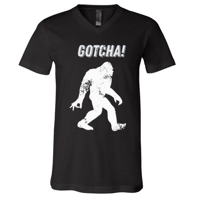 Bigfoot Circle Game Gotcha Meme Ok Hand V-Neck T-Shirt