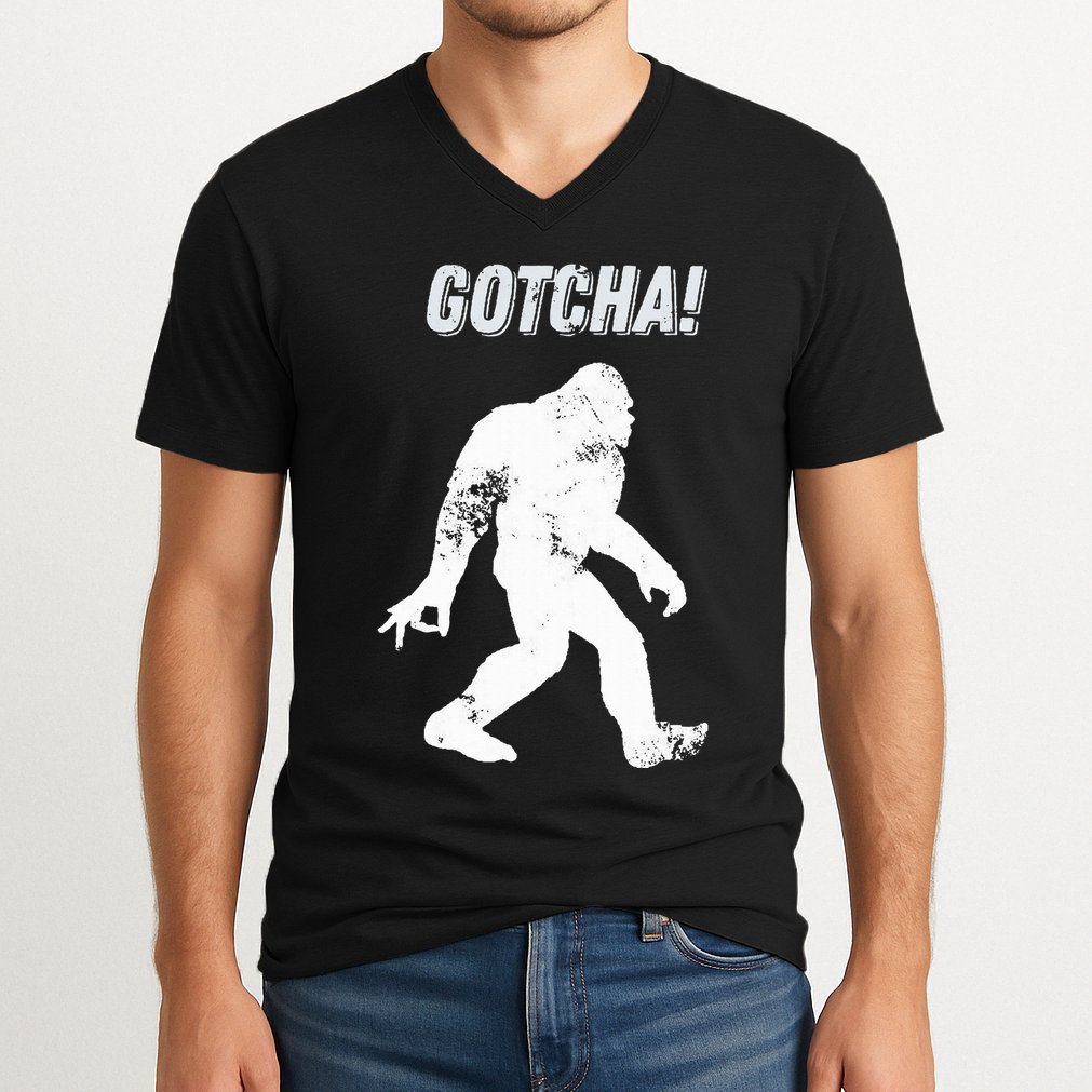 Bigfoot Circle Game Gotcha Meme Ok Hand V-Neck T-Shirt