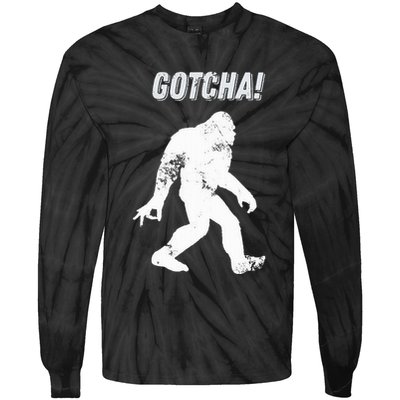 Bigfoot Circle Game Gotcha Meme Ok Hand Tie-Dye Long Sleeve Shirt