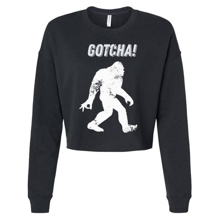 Bigfoot Circle Game Gotcha Meme Ok Hand Cropped Pullover Crew