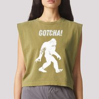 Bigfoot Circle Game Gotcha Meme Ok Hand Garment-Dyed Women's Muscle Tee