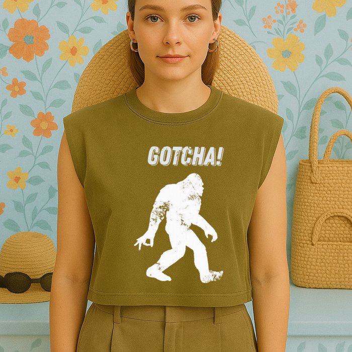 Bigfoot Circle Game Gotcha Meme Ok Hand Garment-Dyed Women's Muscle Tee