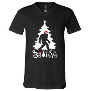 Bigfoot Christmas Gifts For Boy Girls Funny Christmas V-Neck T-Shirt