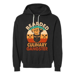 Bearded Culinary Gangster Cooking Funny BBQ Griller Chef Garment-Dyed Fleece Hoodie