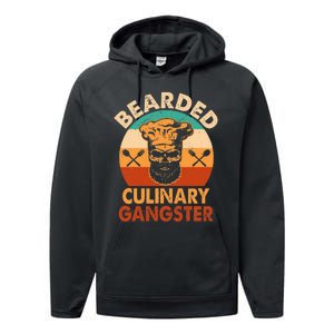 Bearded Culinary Gangster Cooking Funny BBQ Griller Chef Performance Fleece Hoodie