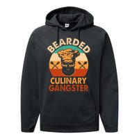 Bearded Culinary Gangster Cooking Funny BBQ Griller Chef Performance Fleece Hoodie