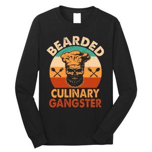 Bearded Culinary Gangster Cooking Funny BBQ Griller Chef Long Sleeve Shirt