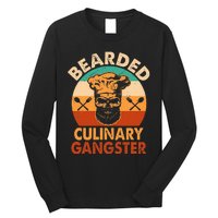 Bearded Culinary Gangster Cooking Funny BBQ Griller Chef Long Sleeve Shirt