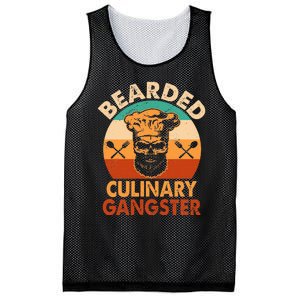 Bearded Culinary Gangster Cooking Funny BBQ Griller Chef Mesh Reversible Basketball Jersey Tank