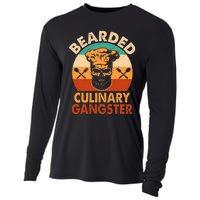 Bearded Culinary Gangster Cooking Funny BBQ Griller Chef Cooling Performance Long Sleeve Crew