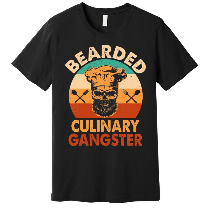 Bearded Culinary Gangster Cooking Funny BBQ Griller Chef Premium T-Shirt