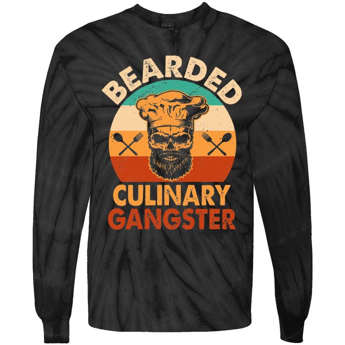 Bearded Culinary Gangster Cooking Funny BBQ Griller Chef Tie-Dye Long Sleeve Shirt