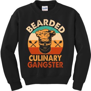 Bearded Culinary Gangster Cooking Funny BBQ Griller Chef Kids Sweatshirt