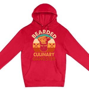 Bearded Culinary Gangster Cooking Funny BBQ Griller Chef Premium Pullover Hoodie