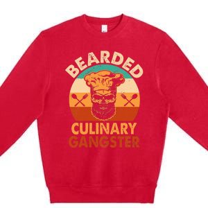 Bearded Culinary Gangster Cooking Funny BBQ Griller Chef Premium Crewneck Sweatshirt