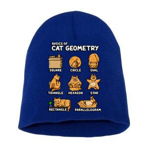 Basic Cat Geometry Cute Cat Cat Lover Cat Owner Math School Short Acrylic Beanie