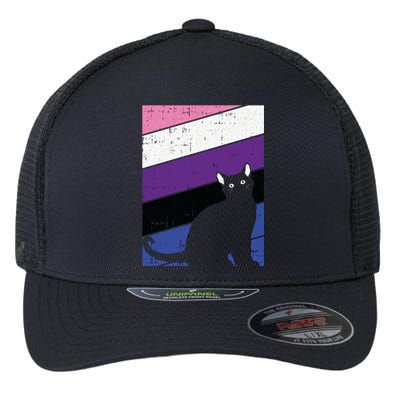 Black Cat Genderfluid Pride Kitten Lover Lgbtq Proud Ally Funny Gift Flexfit Unipanel Trucker Cap