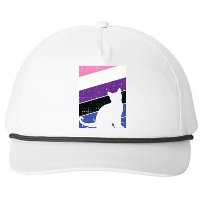 Black Cat Genderfluid Pride Kitten Lover Lgbtq Proud Ally Funny Gift Snapback Five-Panel Rope Hat