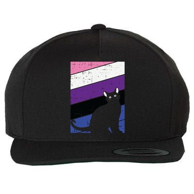 Black Cat Genderfluid Pride Kitten Lover Lgbtq Proud Ally Funny Gift Wool Snapback Cap