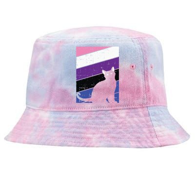 Black Cat Genderfluid Pride Kitten Lover Lgbtq Proud Ally Funny Gift Tie-Dyed Bucket Hat