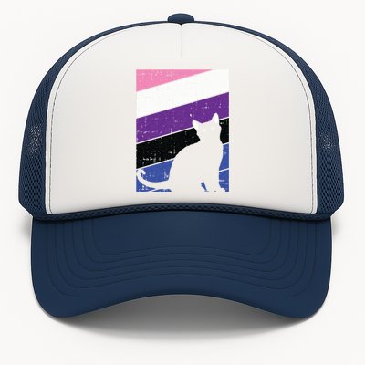 Black Cat Genderfluid Pride Kitten Lover Lgbtq Proud Ally Funny Gift Trucker Hat