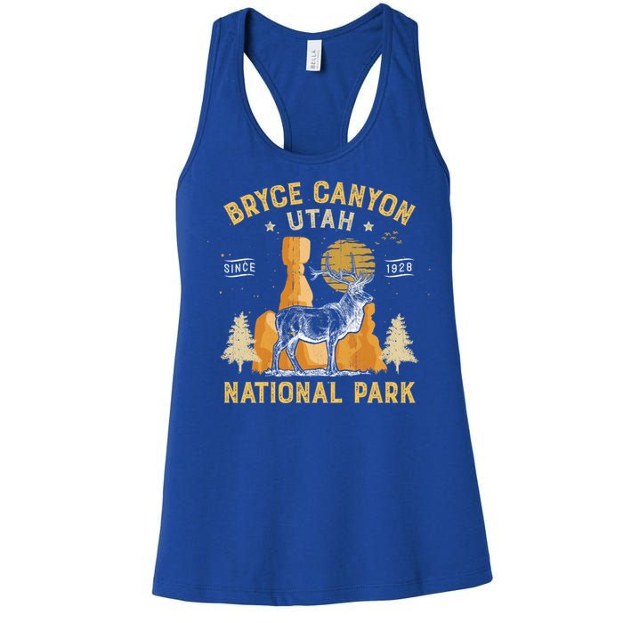 Bryce Canyon Gift National Park Vintage Utah Deer Gift Women's Racerback Tank