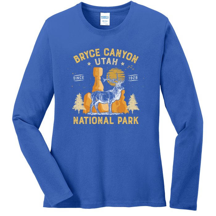 Bryce Canyon Gift National Park Vintage Utah Deer Gift Ladies Long Sleeve Shirt