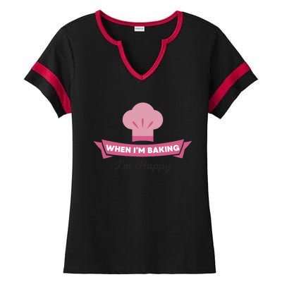 Bake Cute Gift Happy When Baking Tees Baker Funny Gift Ladies Halftime Notch Neck Tee