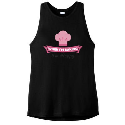 Bake Cute Gift Happy When Baking Tees Baker Funny Gift Ladies PosiCharge Tri-Blend Wicking Tank