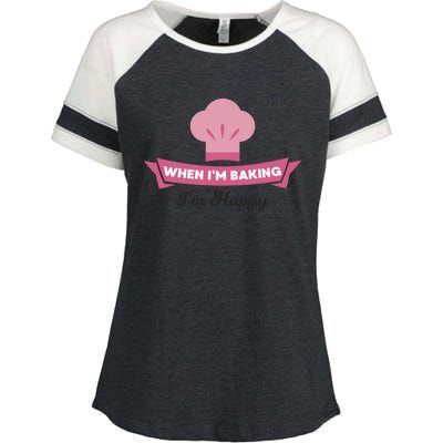 Bake Cute Gift Happy When Baking Tees Baker Funny Gift Enza Ladies Jersey Colorblock Tee