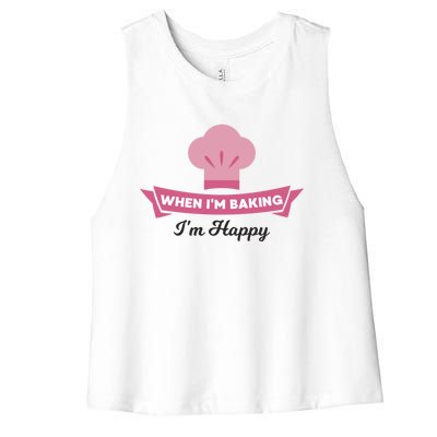 Bake Cute Gift Happy When Baking Tees Baker Funny Gift Women's Racerback Cropped Tank