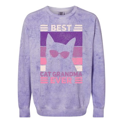 Best Cat Grandma Ever Women Cat Lover Funny Black Cat Themed Colorblast Crewneck Sweatshirt