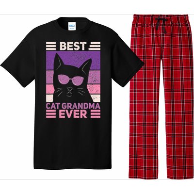 Best Cat Grandma Ever Women Cat Lover Funny Black Cat Themed Pajama Set