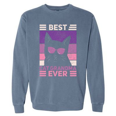 Best Cat Grandma Ever Women Cat Lover Funny Black Cat Themed Garment-Dyed Sweatshirt