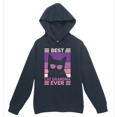 Best Cat Grandma Ever Women Cat Lover Funny Black Cat Themed Urban Pullover Hoodie