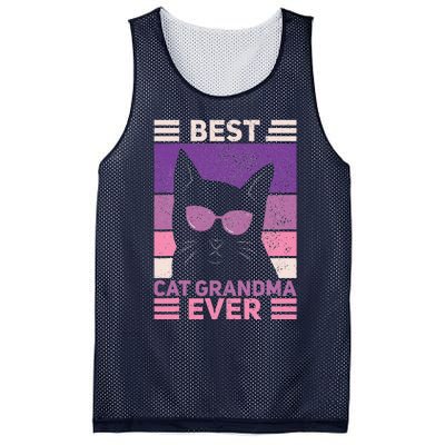 Best Cat Grandma Ever Women Cat Lover Funny Black Cat Themed Mesh Reversible Basketball Jersey Tank