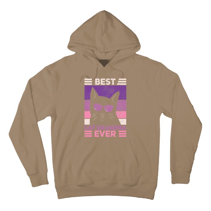 Best Cat Grandma Ever Women Cat Lover Funny Black Cat Themed Hoodie