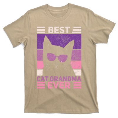 Best Cat Grandma Ever Women Cat Lover Funny Black Cat Themed T-Shirt