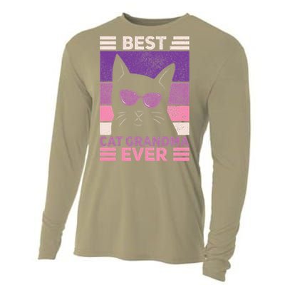 Best Cat Grandma Ever Women Cat Lover Funny Black Cat Themed Cooling Performance Long Sleeve Crew