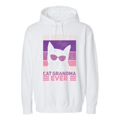 Best Cat Grandma Ever Women Cat Lover Funny Black Cat Themed Garment-Dyed Fleece Hoodie