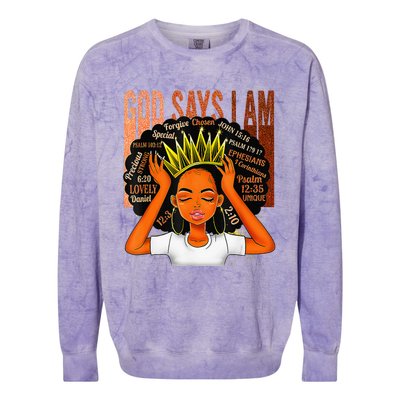 Black  Crown God Says I Am Black Melanin History Month Colorblast Crewneck Sweatshirt