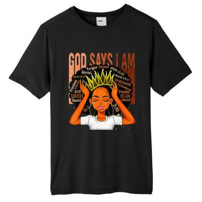 Black  Crown God Says I Am Black Melanin History Month Tall Fusion ChromaSoft Performance T-Shirt