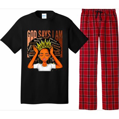 Black  Crown God Says I Am Black Melanin History Month Pajama Set