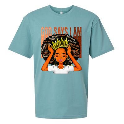 Black  Crown God Says I Am Black Melanin History Month Sueded Cloud Jersey T-Shirt