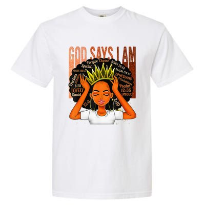 Black  Crown God Says I Am Black Melanin History Month Garment-Dyed Heavyweight T-Shirt